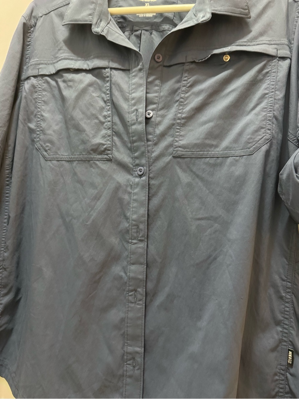 REI Women's Slate Blue Button-Down Utility Shirt - Picture 7 of 12